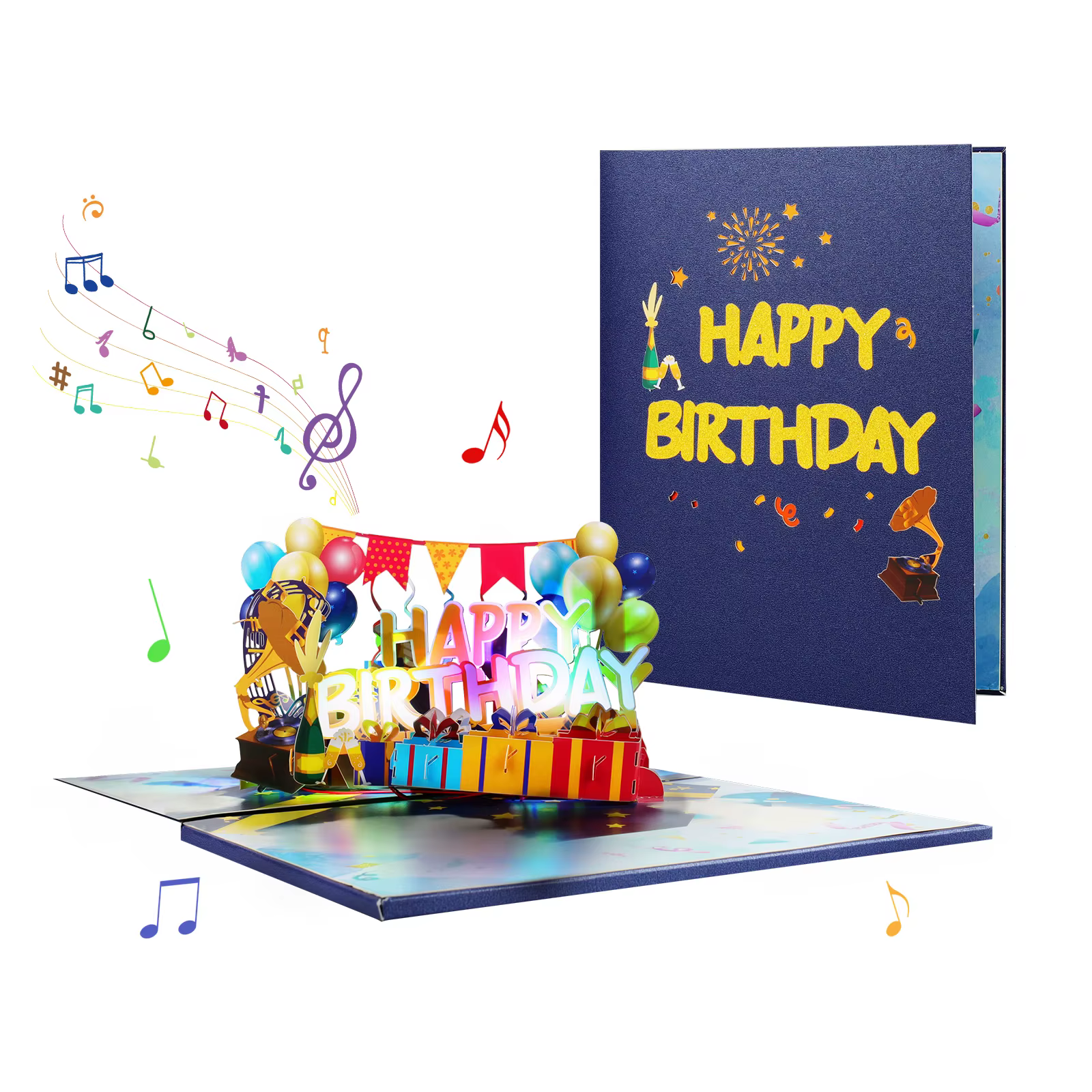 Carte d'anniversaire avec musique et lumière