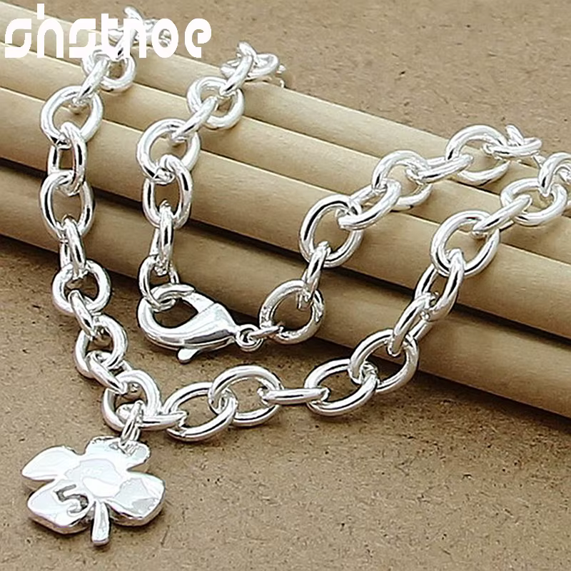 Joli collier avec pendentif trèfle à quatre feuilles en argent Sterling 925