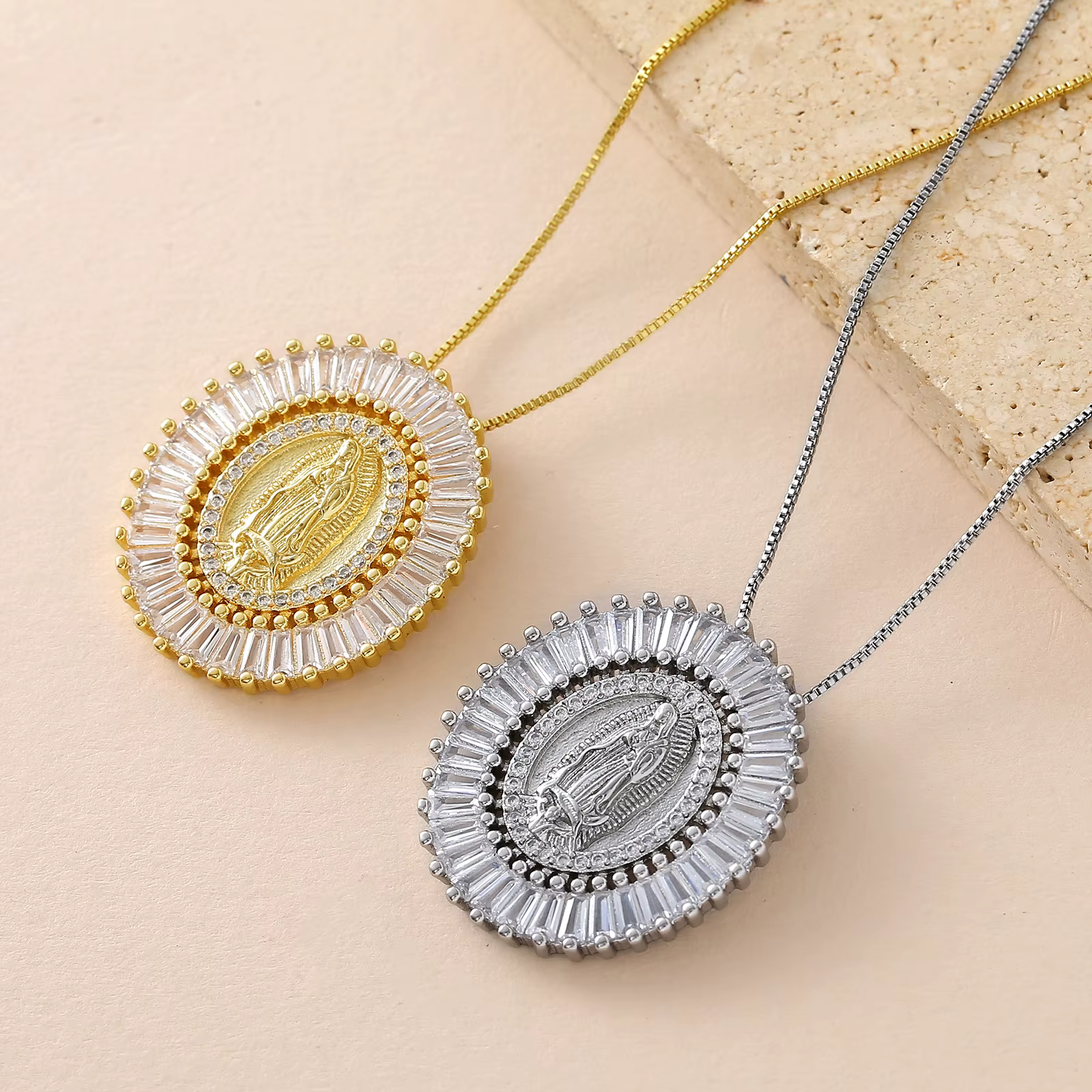 MHS.SUN – colliers avec pendentif en mosaïque de Zircon plaqué or pour femmes et hommes
