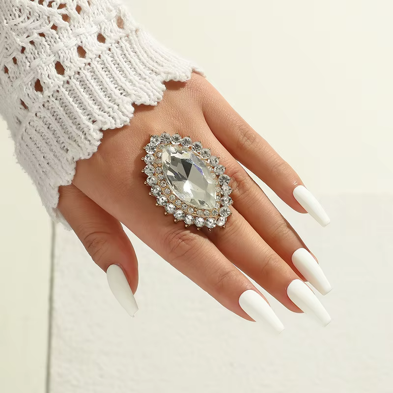 Bague goutte d'eau de luxe rétro pour femmes
