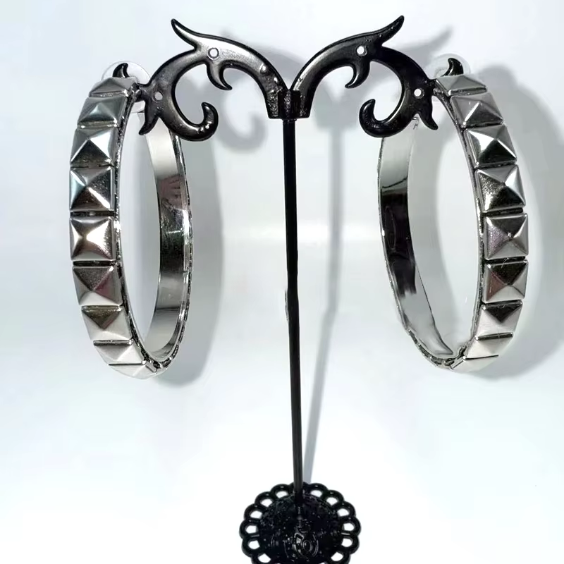 Boucles d'oreilles géométriques 3D en argent pour femmes