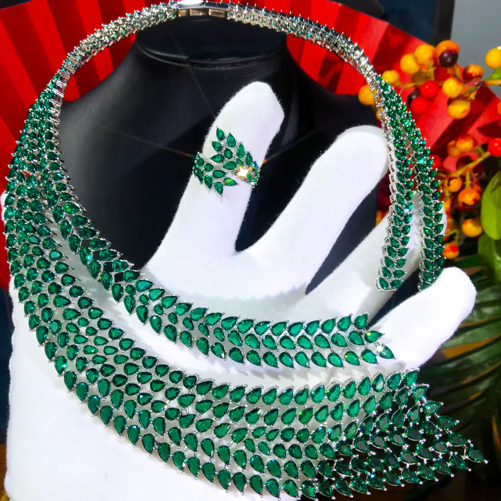 GODpastels-Parure de bijoux de luxe pour femme, ensemble de bijoux africains et indiens, marque célèbre, pour fête de mariage, cadeau en cristal, pour les patients de Dubaï