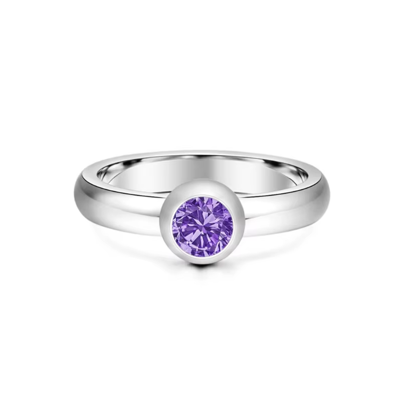 Bague pierre naissance à avec bijoux d'anniversaire remplaçables en Zircon 12 couleurs