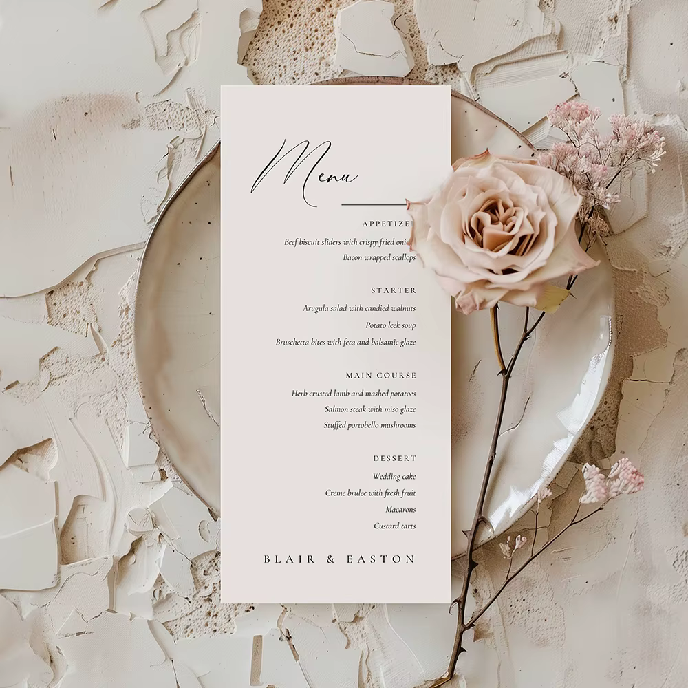 Cartes de Remerciement au Menu Personnalisé