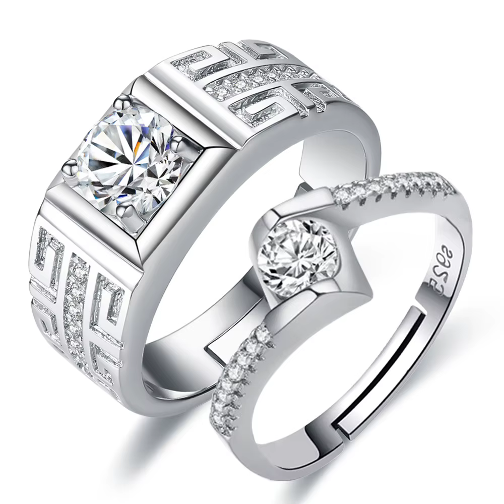 Charmante bague en argent sterling 925 avec zircon de luxe pour hommes et femmes