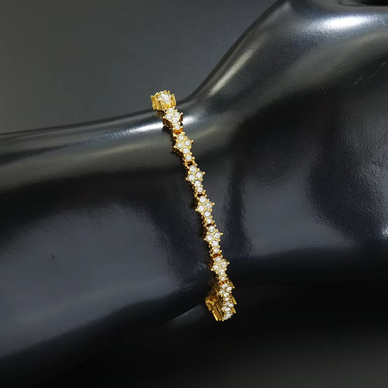 Bracelet croisé en forme de fleur en Zircon brillant pour femmes et hommes