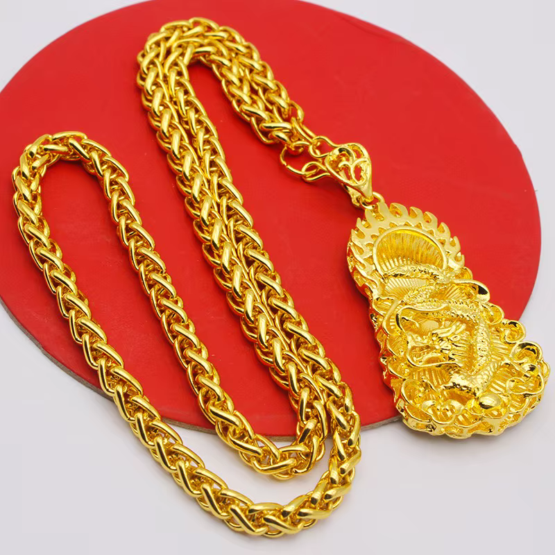 Collier pour homme en or véritable 24 carats