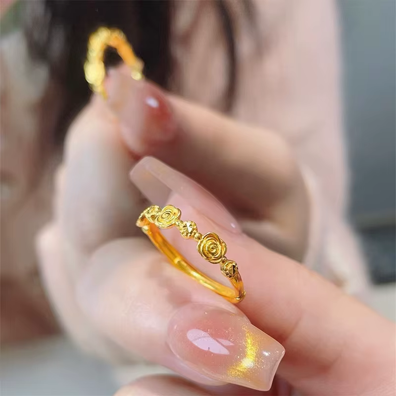 Bague romantique rétro en forme de Rose pour femmes