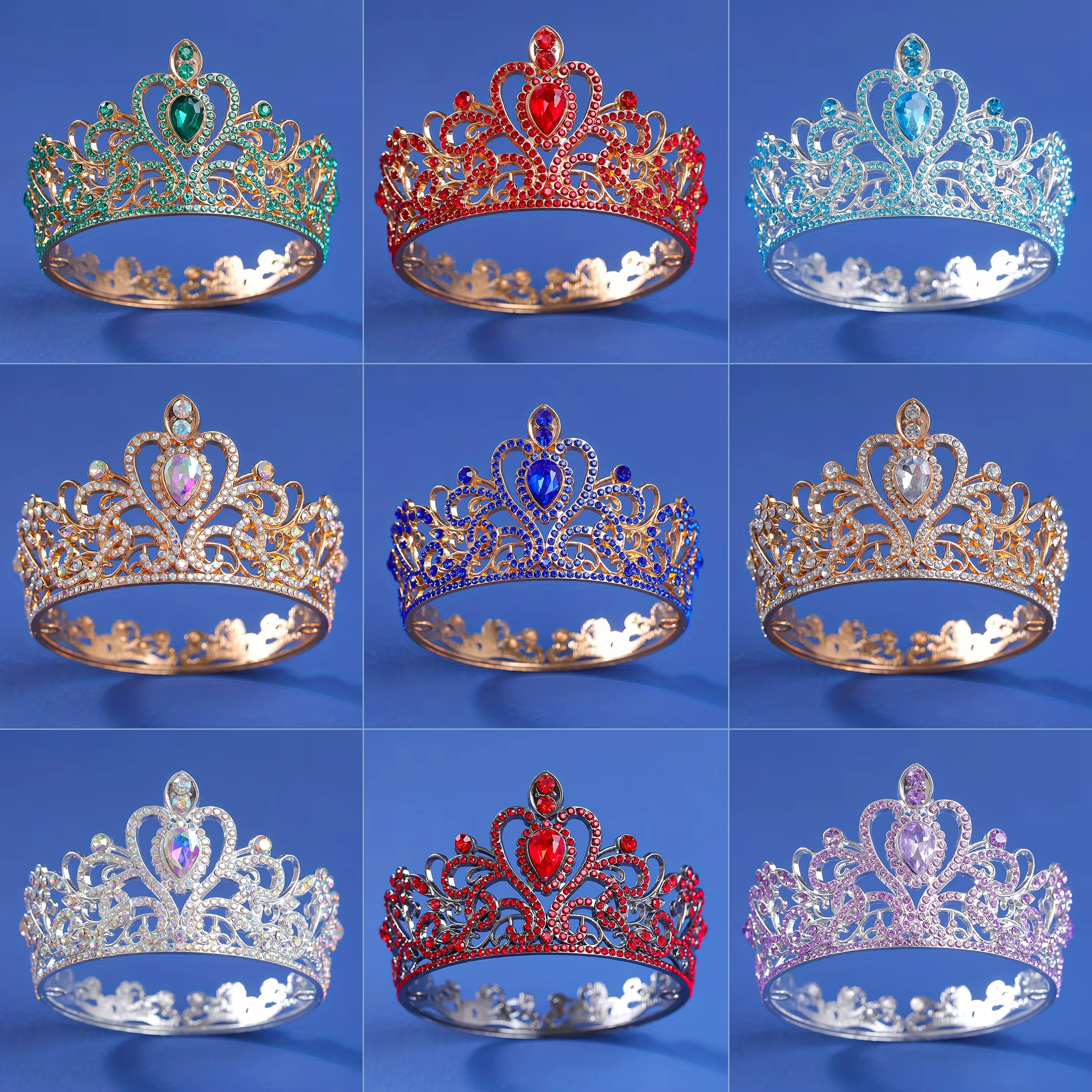 Diadème rond baroque reine royale roi diadèmes et couronnes robe de mariée couronne bijoux accessoires