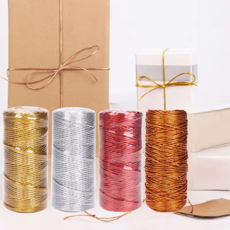 100 m/rouleau or argent corde bijoux emballage cadeau envelopper