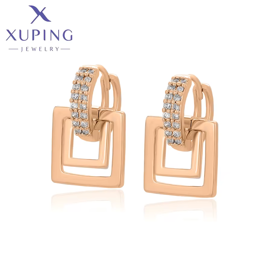Xuping bijoux mode vente chaude carré Simple boucles d'oreilles pierre platine boucle d'oreille pour les femmes