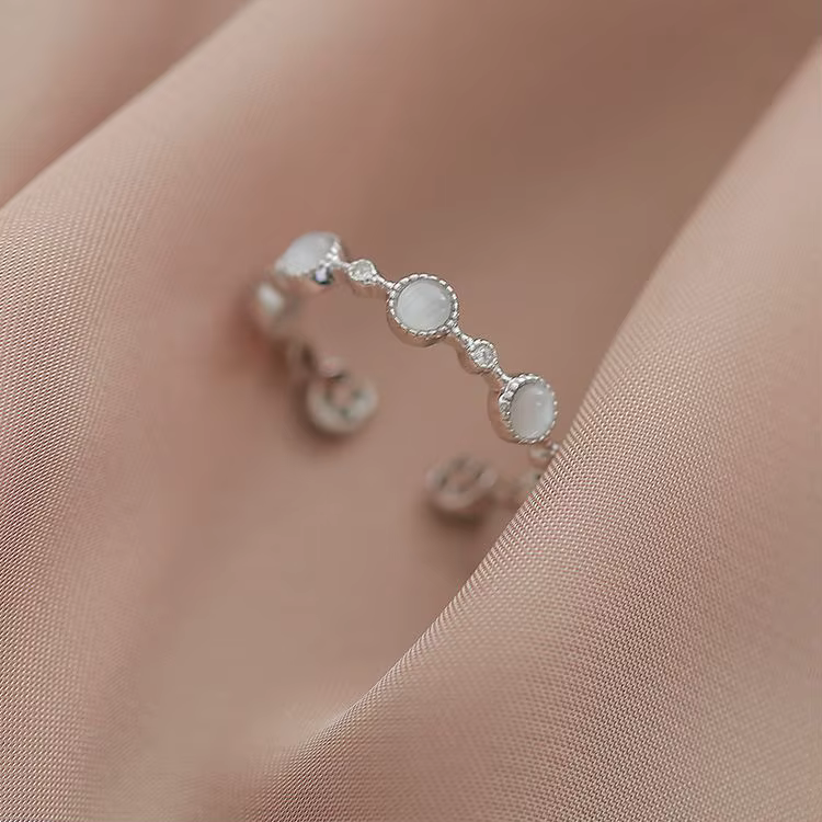 Bagues rondes réglables en argent Sterling 925 et cristal pour femmes