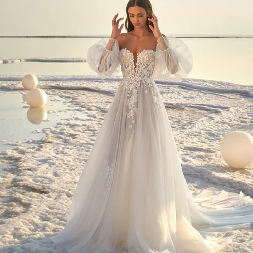 Robes de mariée élégantes 2026 à épaules dénudées
