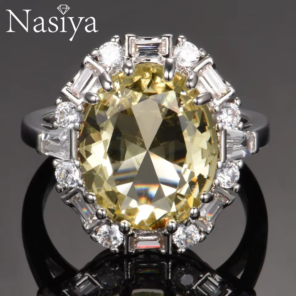 Nasiya Citrine pierres précieuses anneaux pour femmes bijoux bague anniversaire de mariage Paty cadeau en gros