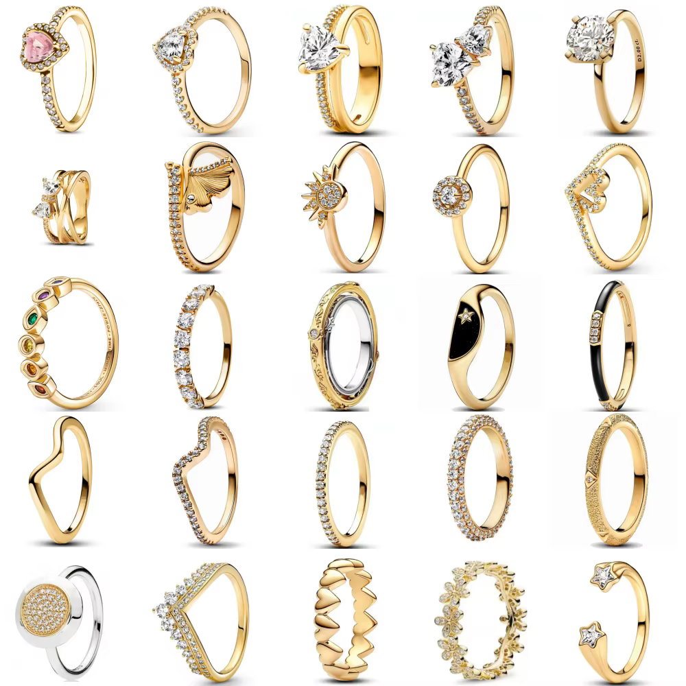 Nouveauté 2025 – Bague Cœur Soleil Nœud Papillon Couleur Or Tailles 6