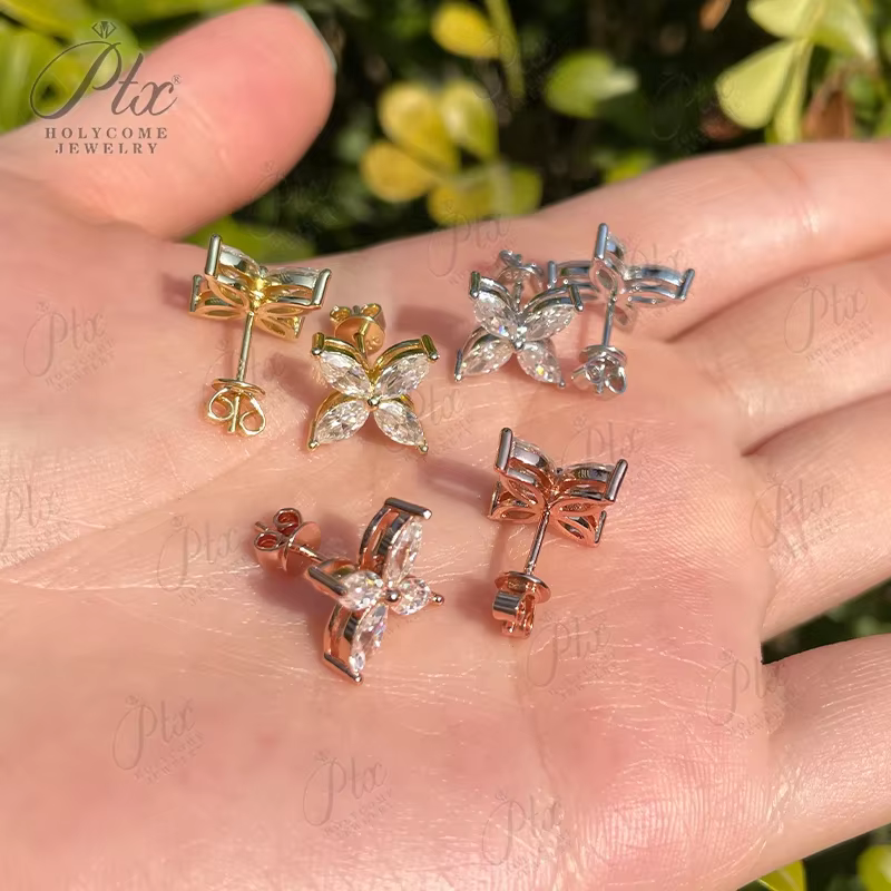 Nouvelle boucle d'oreille bijou Marquise forme Moissanite D couleur 925 argent Sterling plaqué 14K 18K femmes bijoux offre spéciale beau cadeau de mariage
