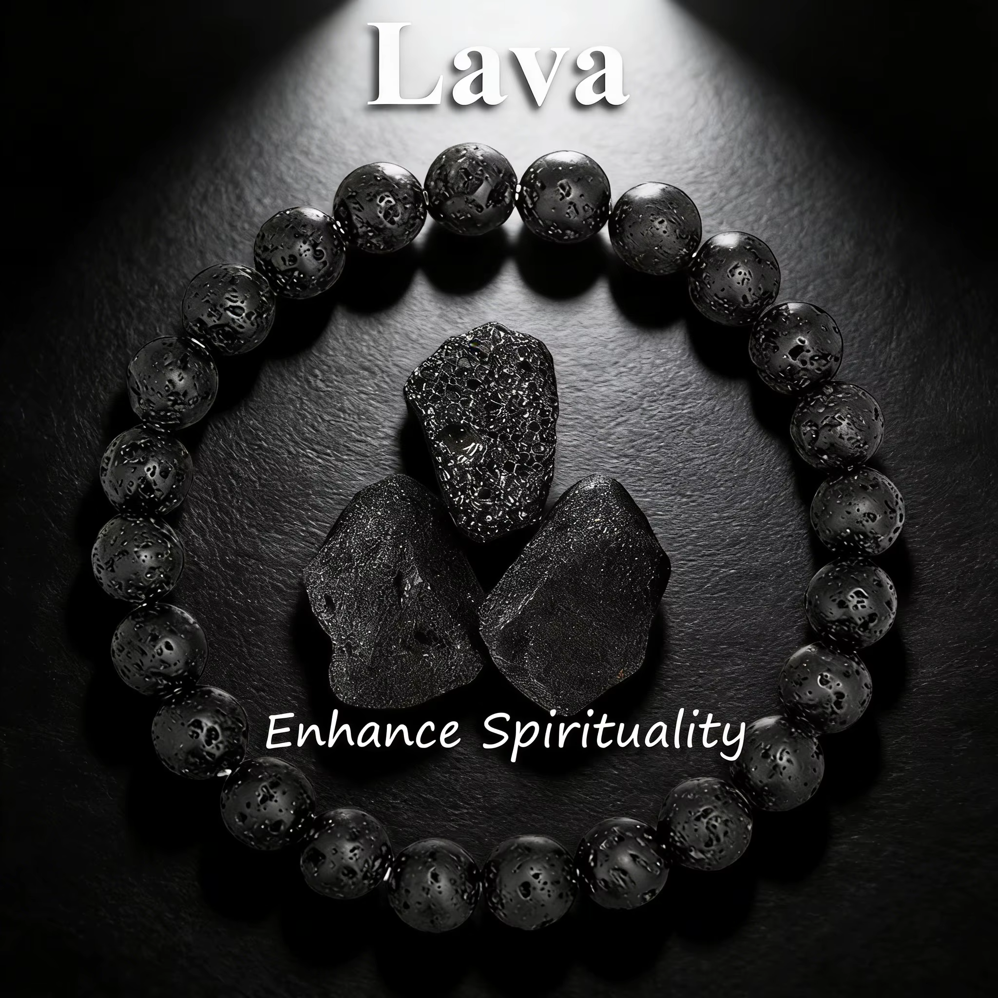 Bracelet en perles de pierre de lave, diffuseur d'huiles essentielles, charme Reiki vitalité, 6 8 10 mm, roche volcanique naturelle, fait main, bijoux pour hommes et femmes