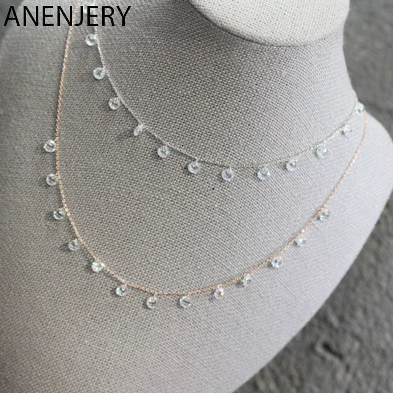 ANENJERY – collier avec pendentif pompon en Zircon scintillant pour femmes