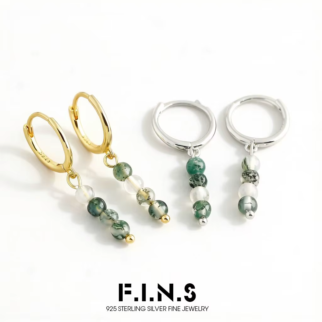 F.I.N.S – boucles d'oreilles en perles d'agate naturelle faites à la main pour femmes