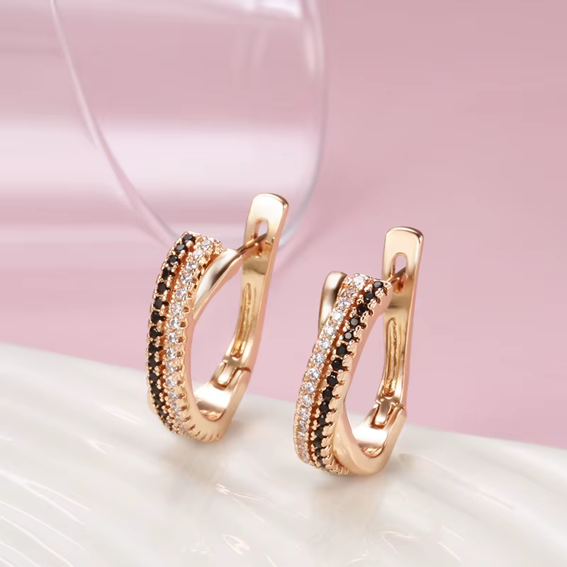 Boucle d'oreille en or véritable 14 carats pour femmes