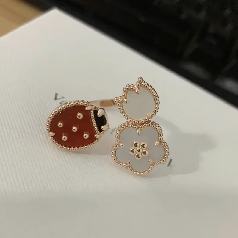 Bague coccinelle en argent Sterling 925 de haute qualité