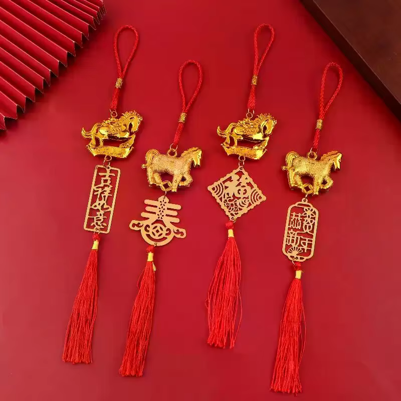 Pendentif cheval du zodiaque en plastique doré