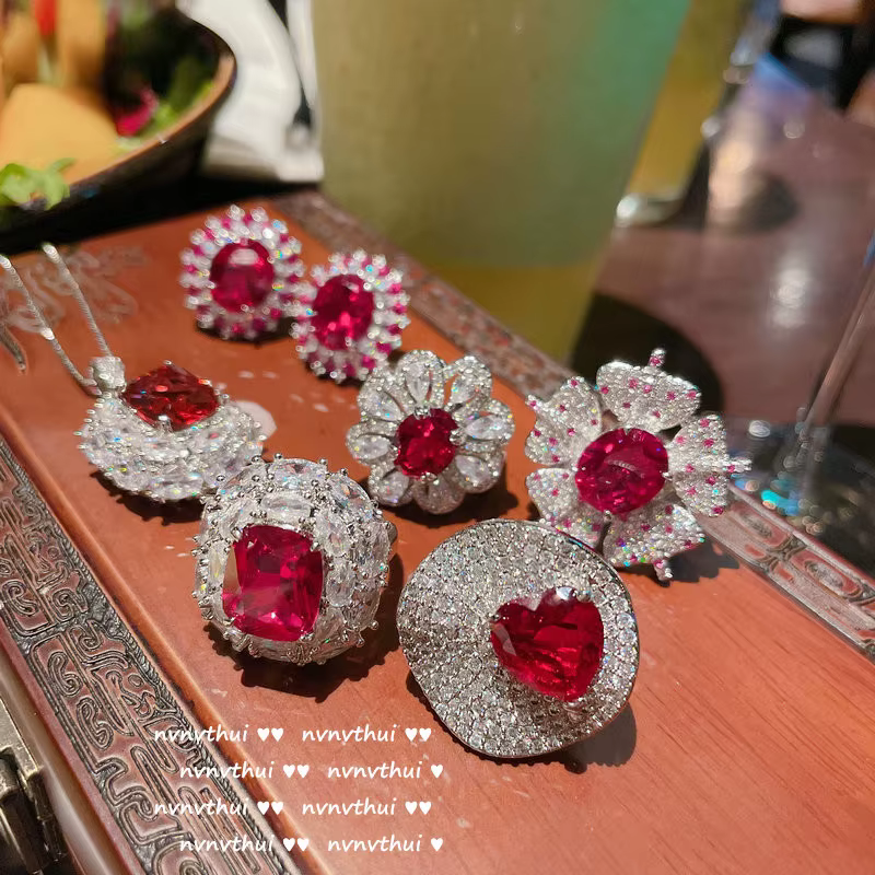 Chimfraîchement Lab AdrenJewelry Ensembles de bijoux en argent 2023 pour femmes, collier de fête noble, boucles d'oreilles, bague, zircon cubique de Rotterdam Kling, contre-indiqué, 925