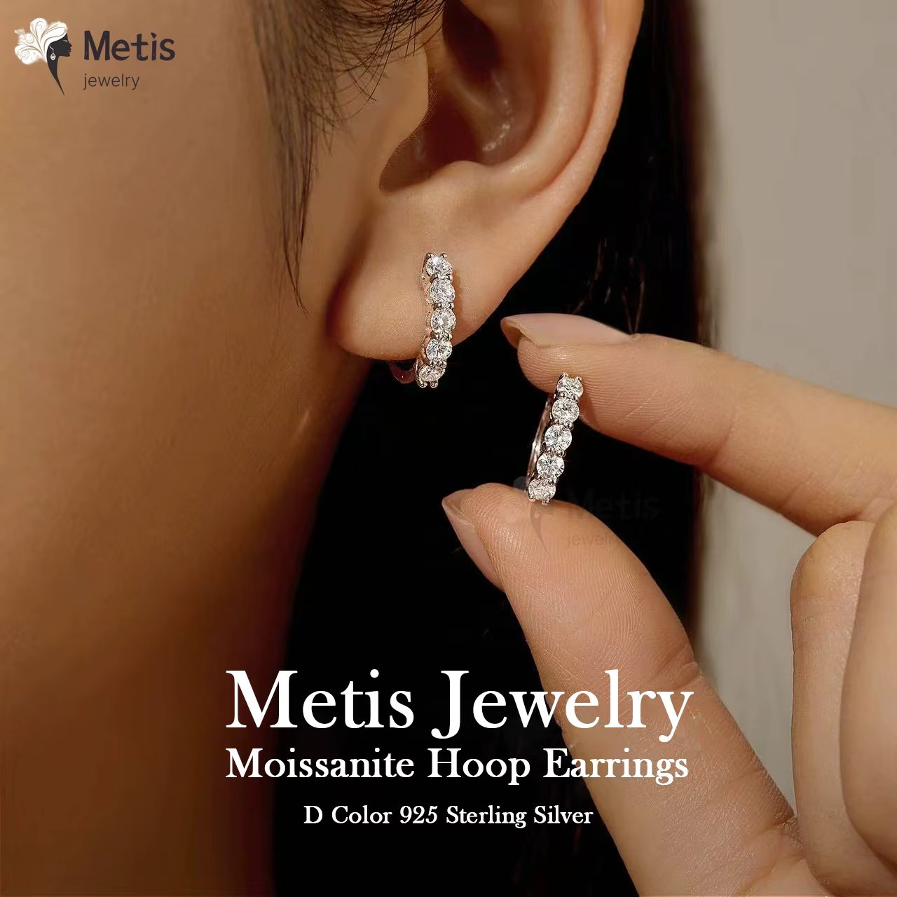 Boucles d'oreilles créoles Metis 3 carats en moissanite