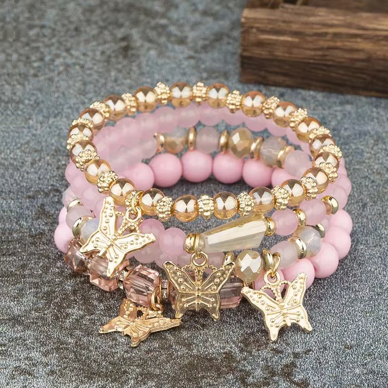 Ensemble de bracelets en perles papillon pour femmes