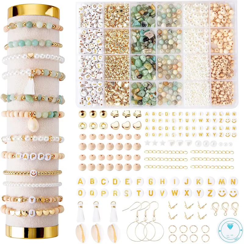 Kit de fabrication de bracelets en pierre naturelle, perles en pierre naturelle irrégulière avec lettres, pour bricolage, artisanat, Bracelet, collier, boucle d'oreille