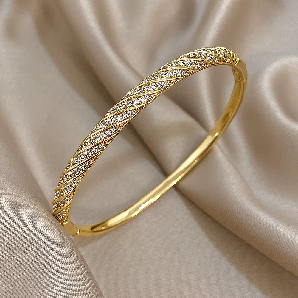 Bracelets de luxe torsadés en Micro incrusté de Zircon pour femmes