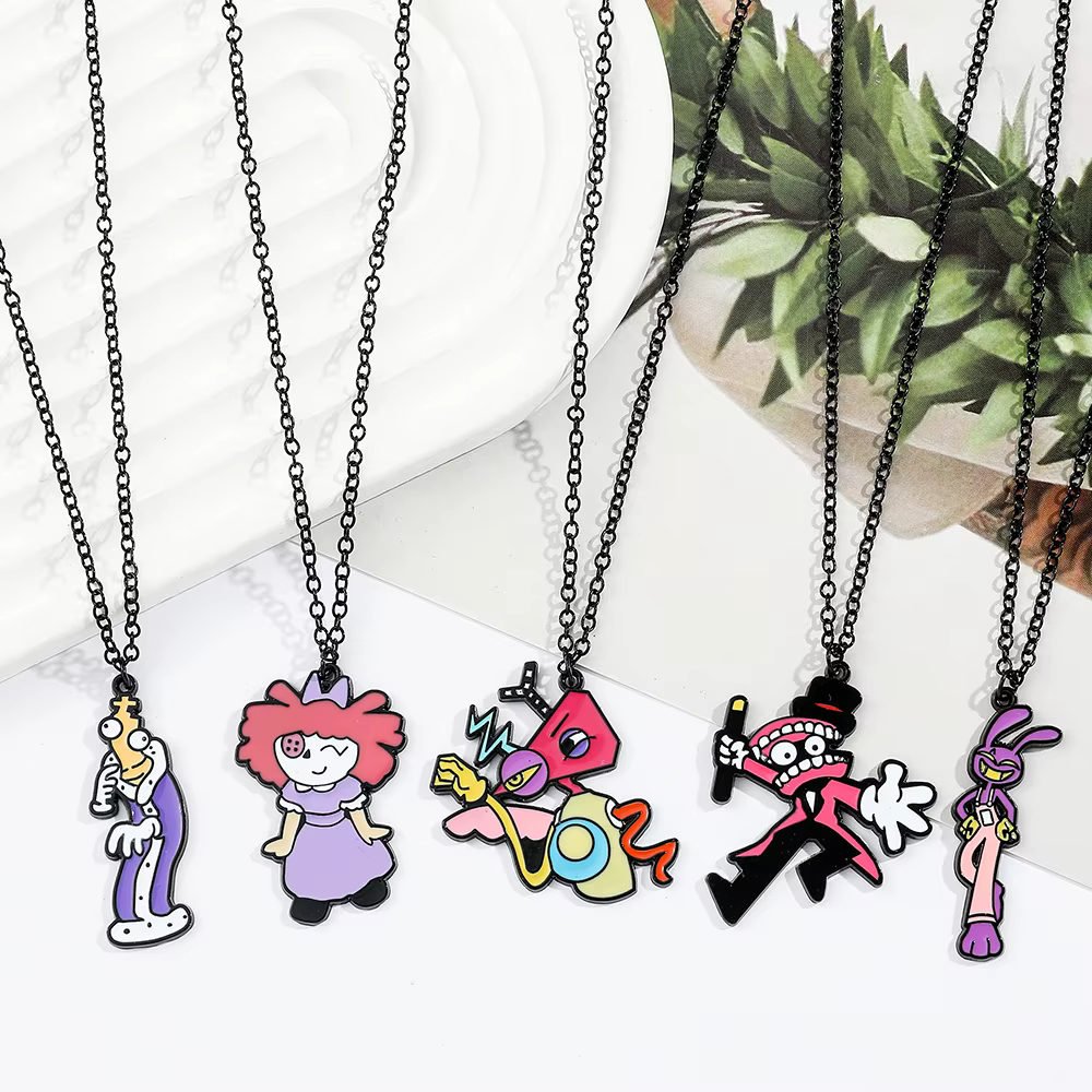 Collier Kawaii de la série The Amazing Digital Circus - Bijou en métal émaillé tendance