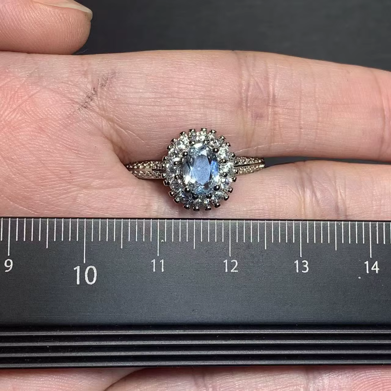 Bague réglable en topaze bleue naturelle 65 pour femme