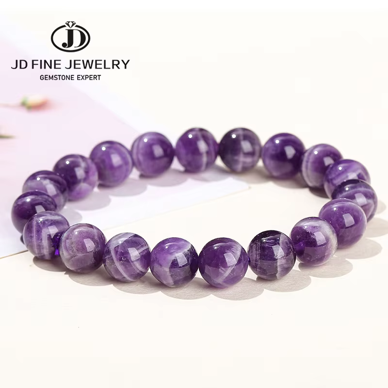 Bracelets en perles d'améthyste naturelle JD Healing Dream Lace pour femmes