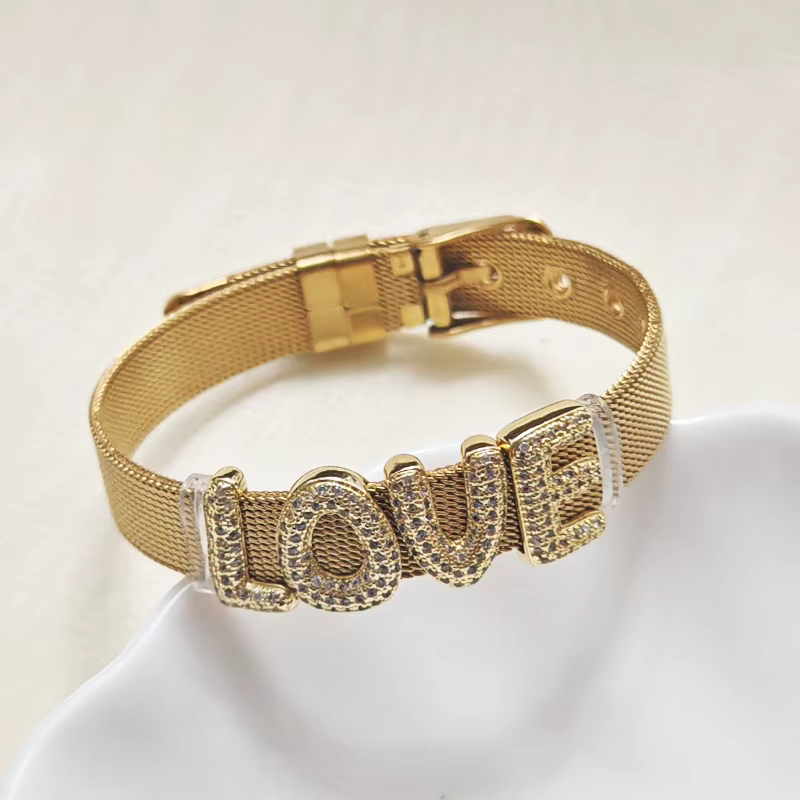 Bracelet personnalisé, lettres bulles scintillantes