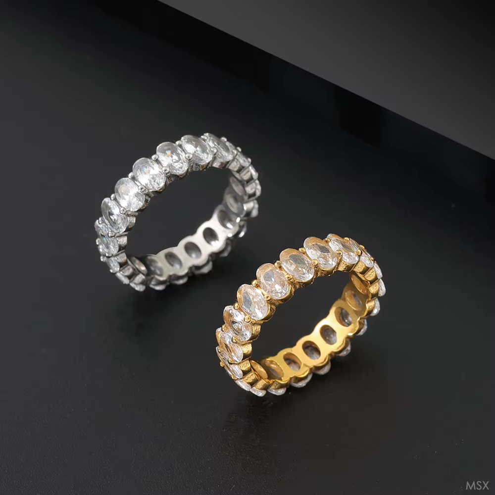 JOVO LOVE Bague de luxe ovale en zircon cubique pour femme