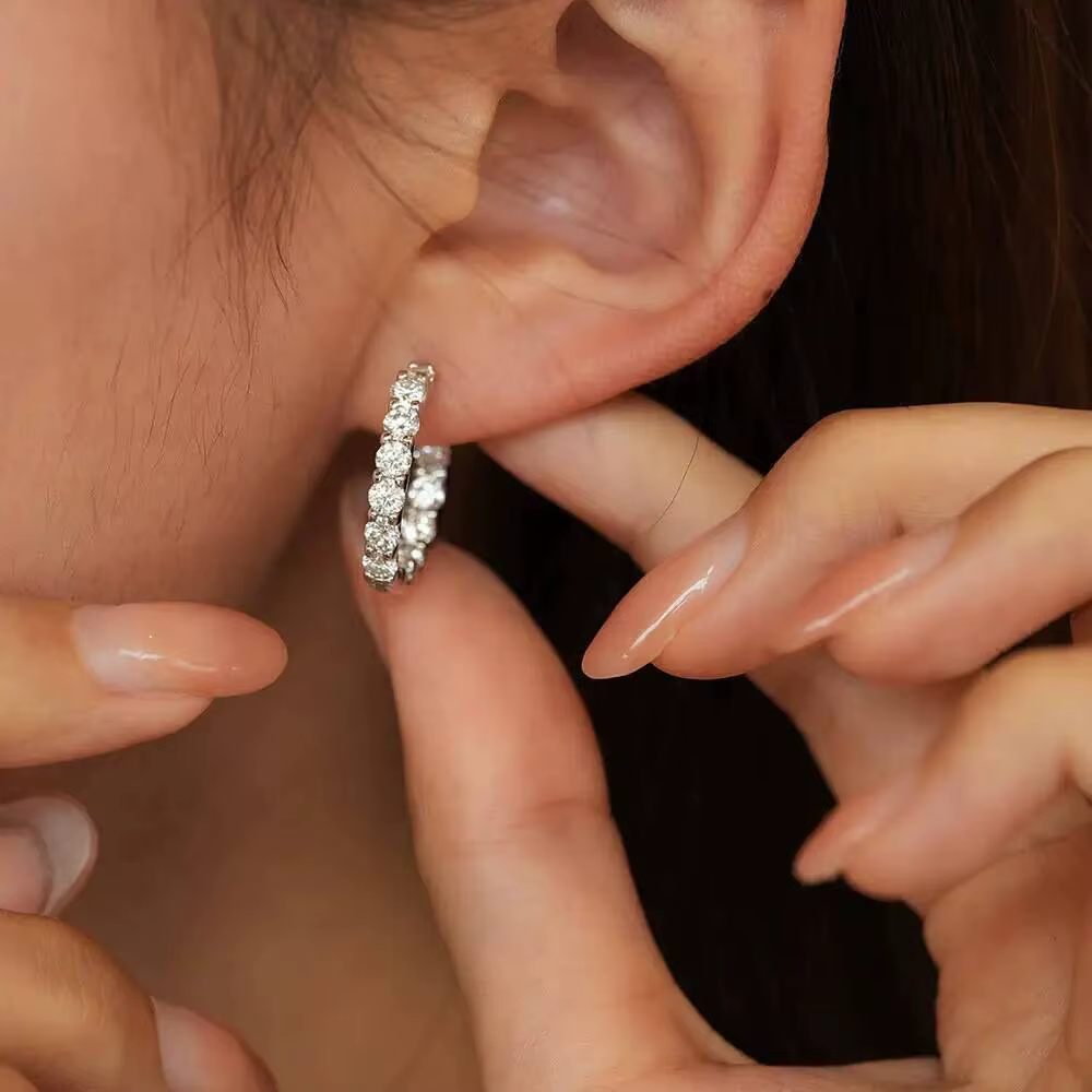 Boucles d'oreilles en argent Sterling 925 plaqué or blanc pour femmes