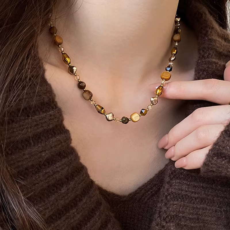 Collier de perles de pierre naturelle Maillard pour femme