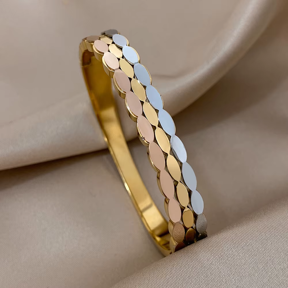 AENSOA – Bracelets à breloques géométriques ovales en acier inoxydable pour femmes