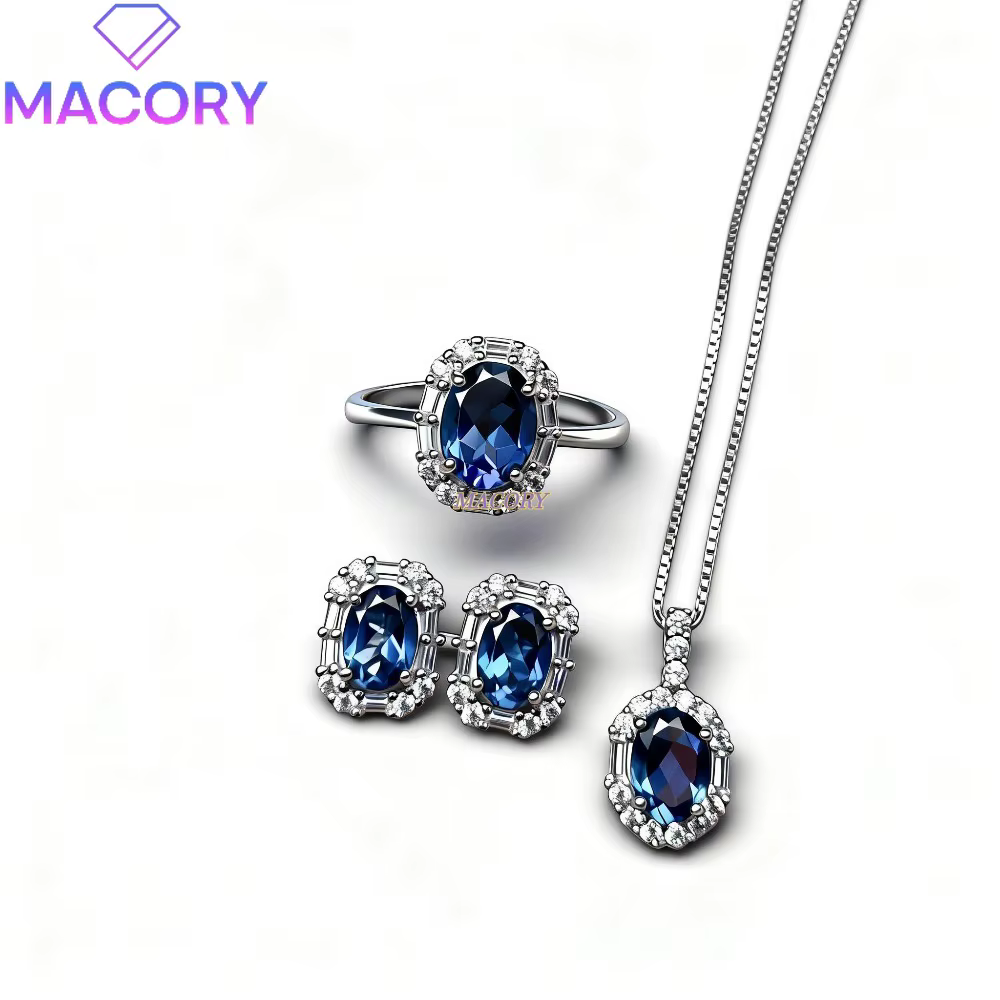 Nouvelle collection de bijoux de luxe en argent sterling 925 avec topaze bleue de Londres naturelle, couleur profonde, raffinée et élégante