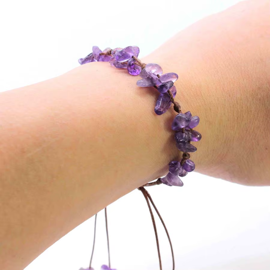 Bracelets tressés en pierre de cristal macramé pour femmes et filles