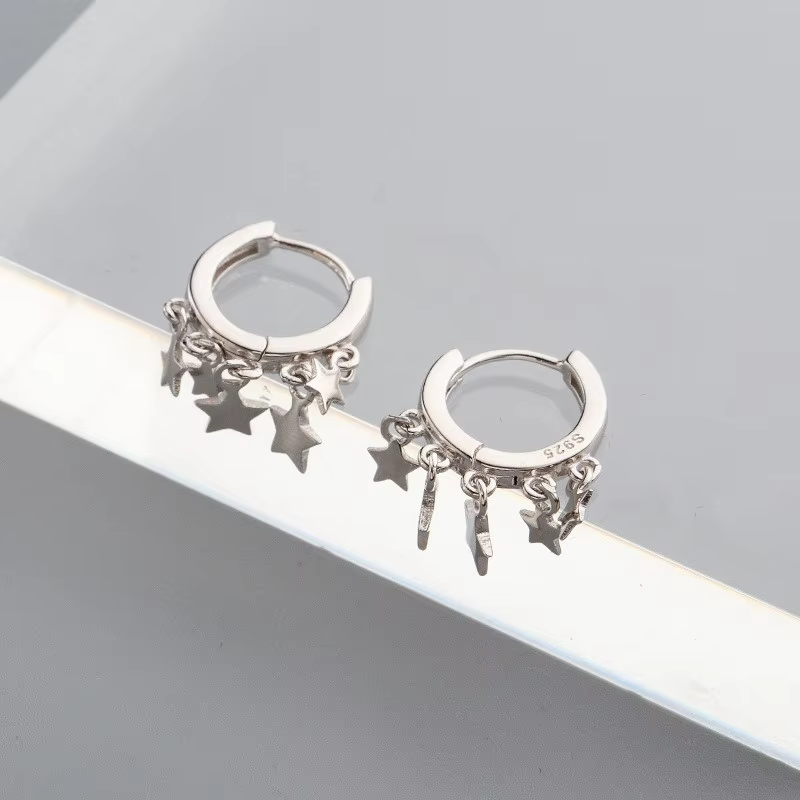 Boucles d'oreilles pendantes à pampilles étoiles plaquées or 18 carats pour femmes