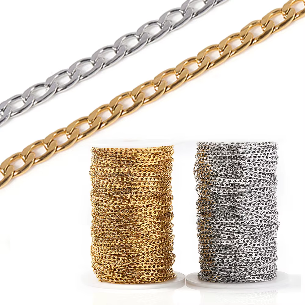 Chaîne de collier en acier inoxydable doré de 3mm