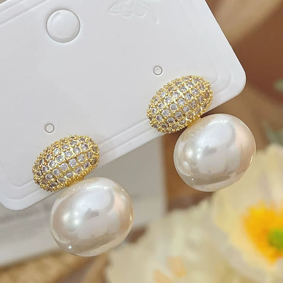 Boucles d'oreilles ovales en perles pour femmes