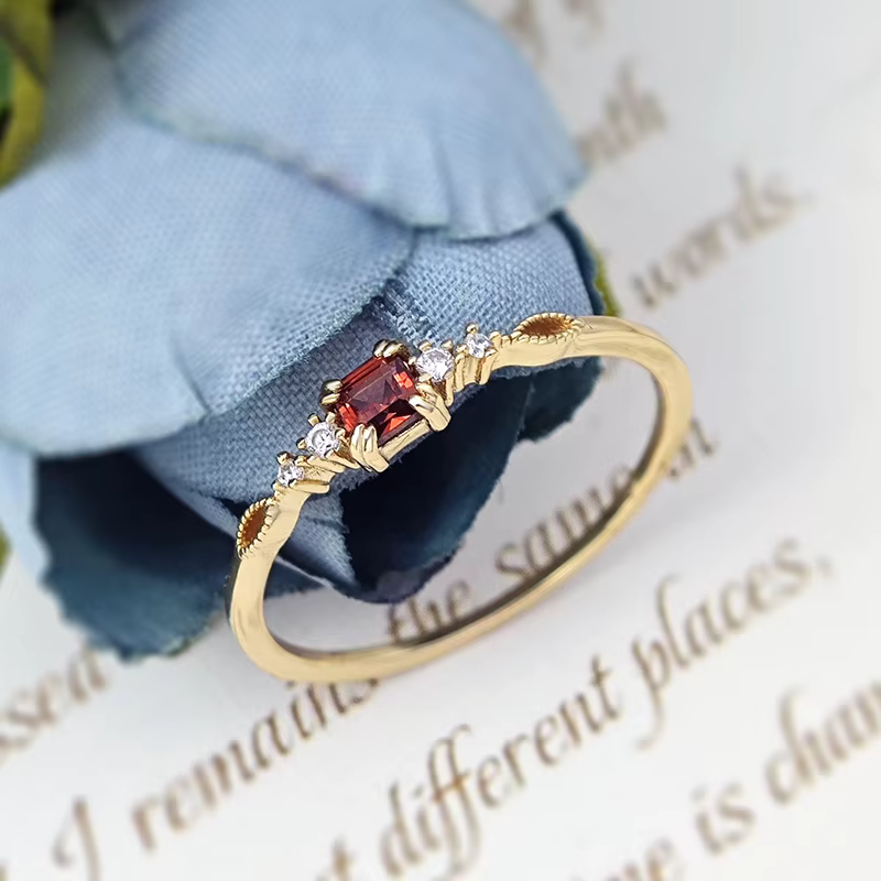LAMOON bague grenat naturel pour femmes pierres précieuses bagues fines 925 en argent Sterling or Vermeil Simple bijoux quotidiens cadeau d'amitié