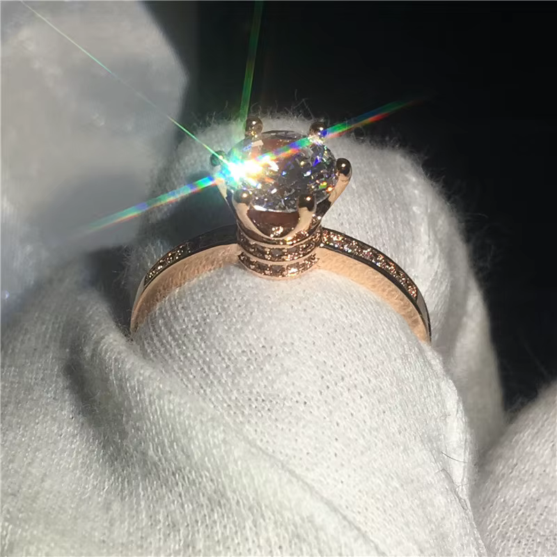 Bague en diamant de laboratoire en or rose 18 carats pour femme