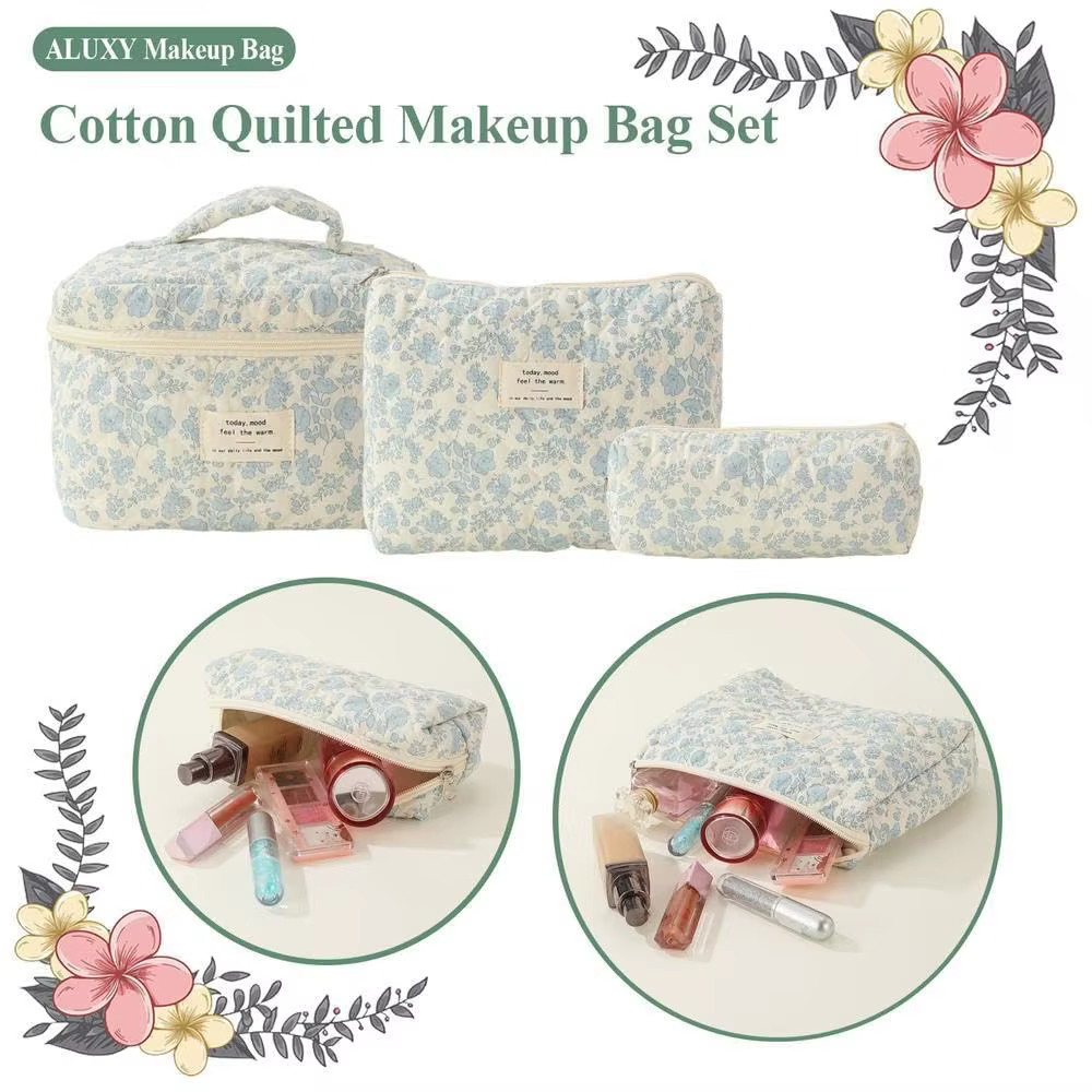Sac de maquillage en coton matelassé pour femmes