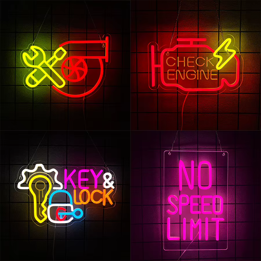 Enseignes au néon de la série Garage