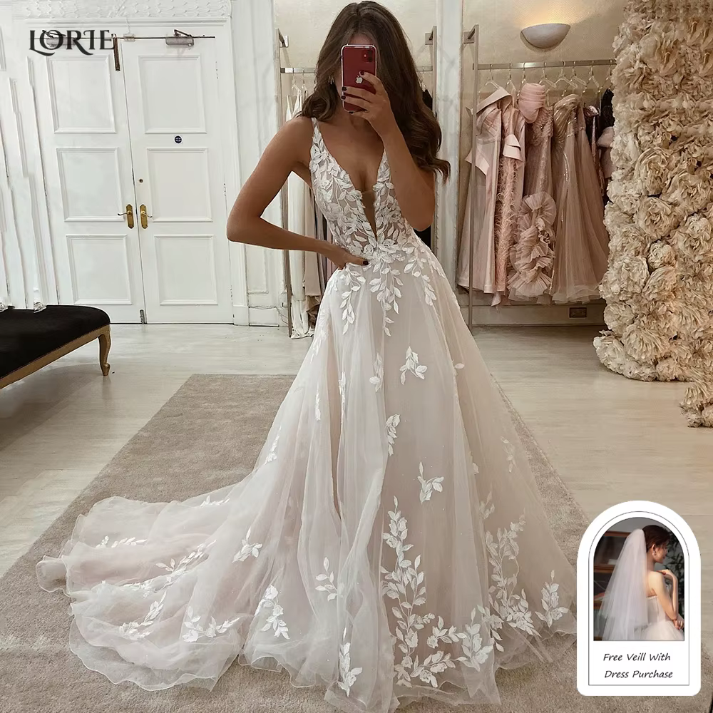 Robe de Mariée Élégante en Dentelle Style Boho