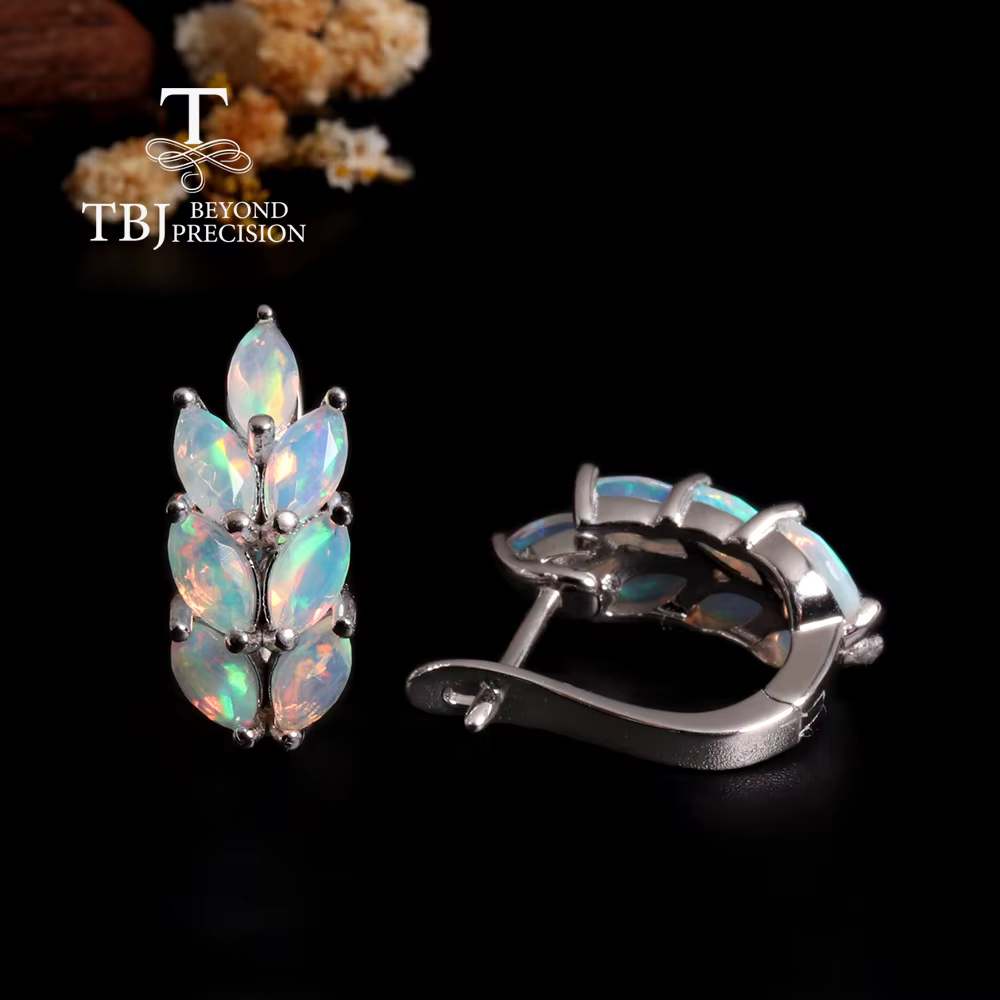 Boucles d'oreilles en pierre précieuse rare avec opale naturelle pour femme